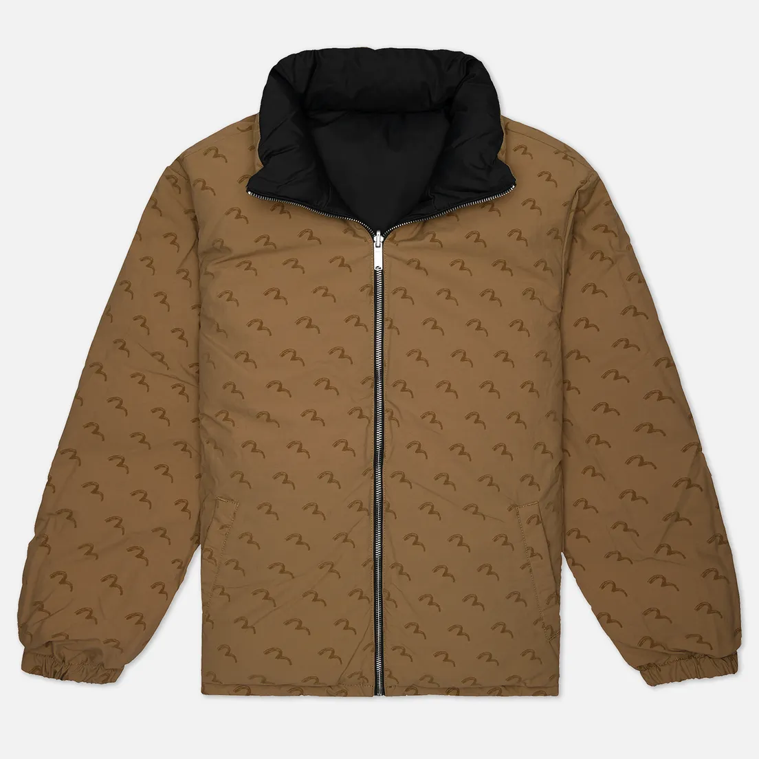 Evisu Мужской пуховик Heritage Seagull Flocking All Over Print Reversible Down