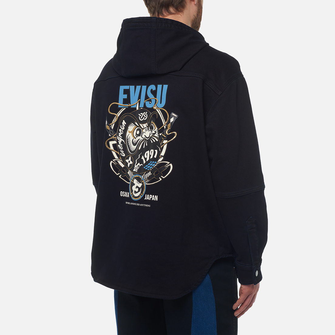 Evisu Мужская джинсовая куртка Heritage Ninja Daruma Printed Denim