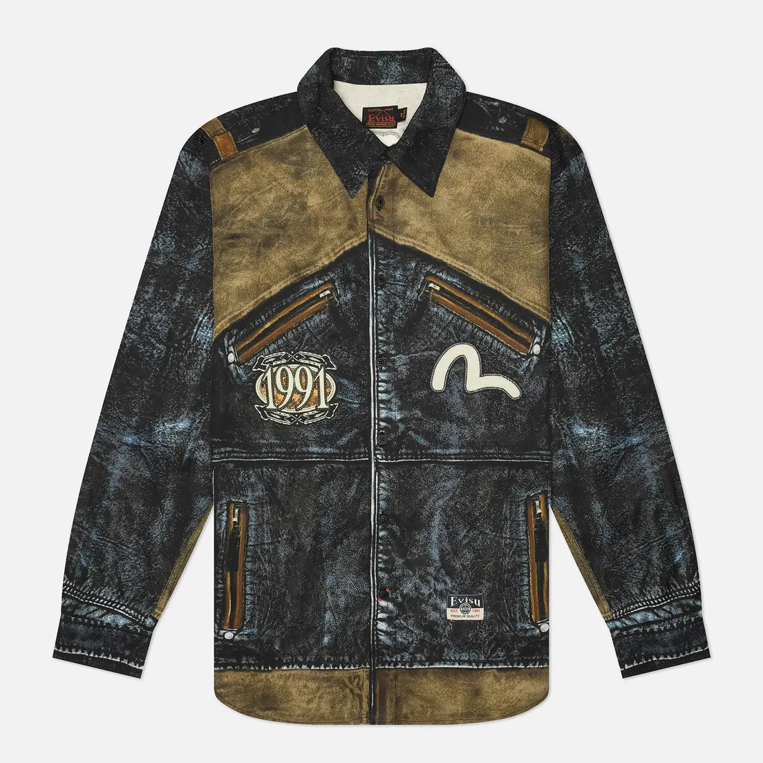 Evisu Мужская рубашка Heritage Replicate Biker All Over Print