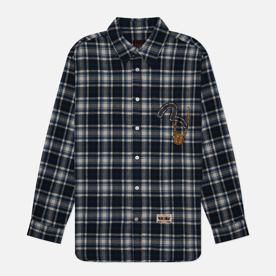 Evisu Мужская рубашка Heritage Daicock Print Badge Check