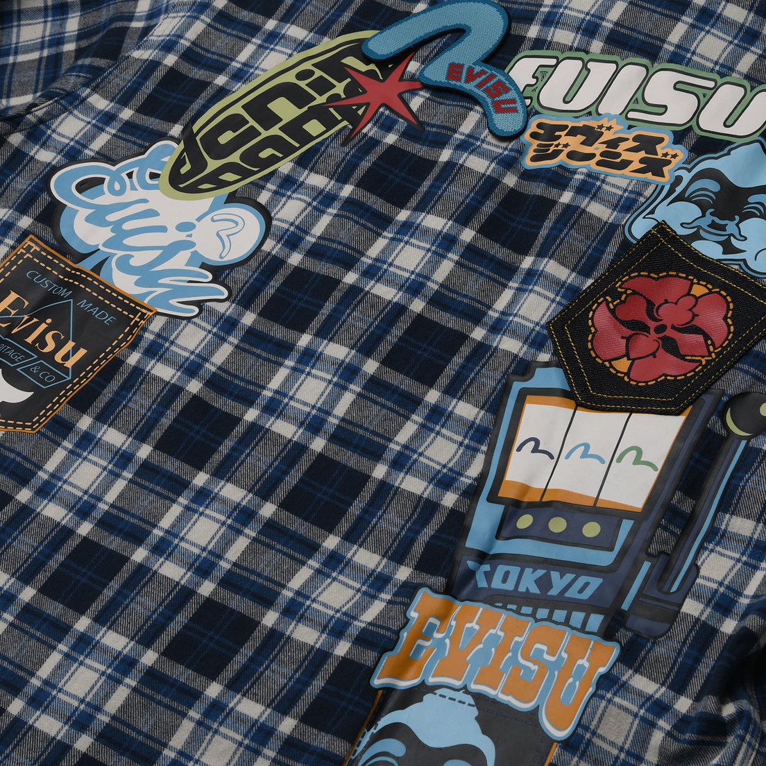 Evisu Мужская рубашка Heritage Daicock Print Badge Check