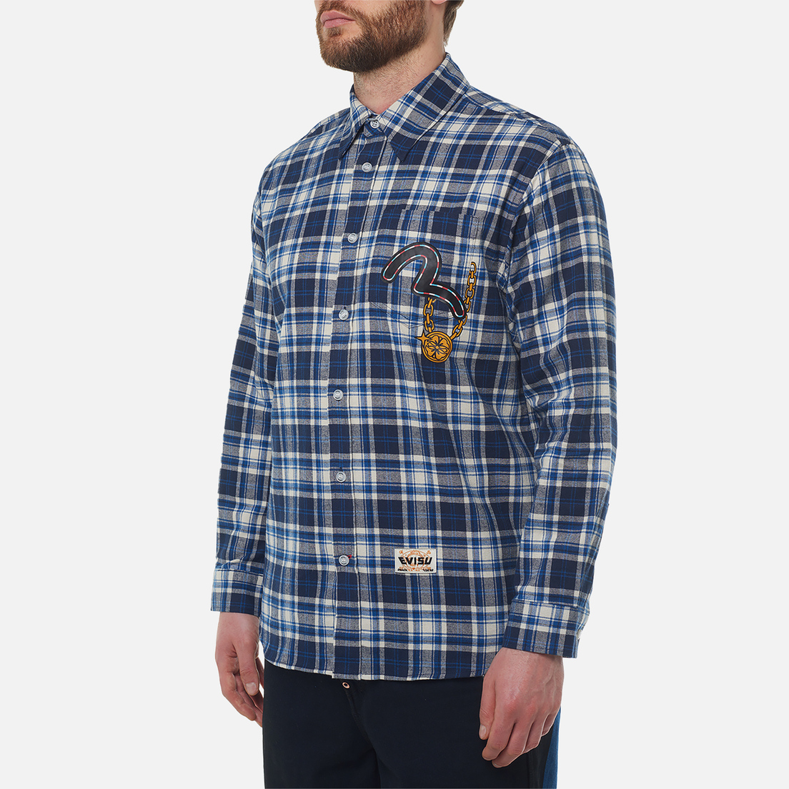 Evisu Мужская рубашка Heritage Daicock Print Badge Check