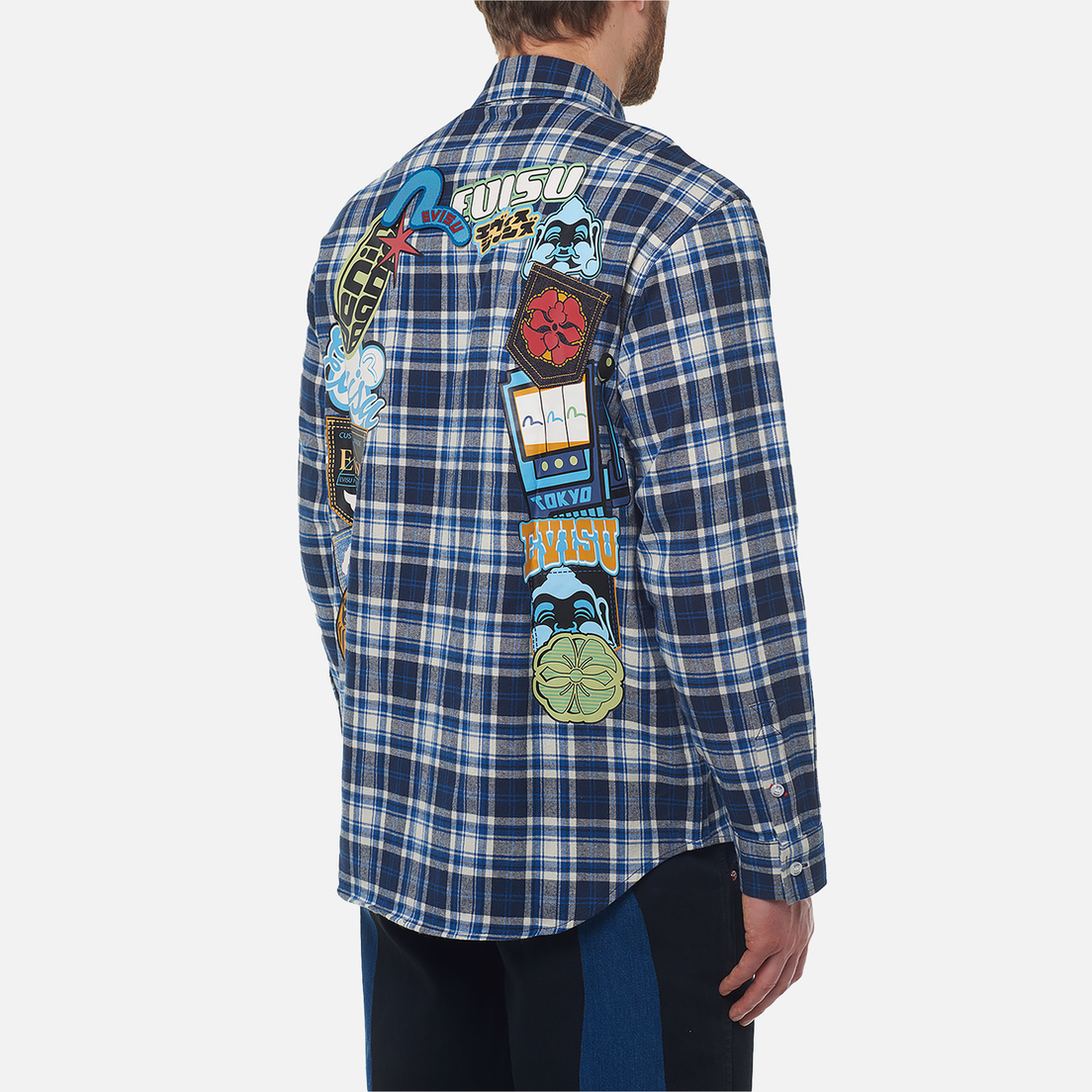 Evisu Мужская рубашка Heritage Daicock Print Badge Check