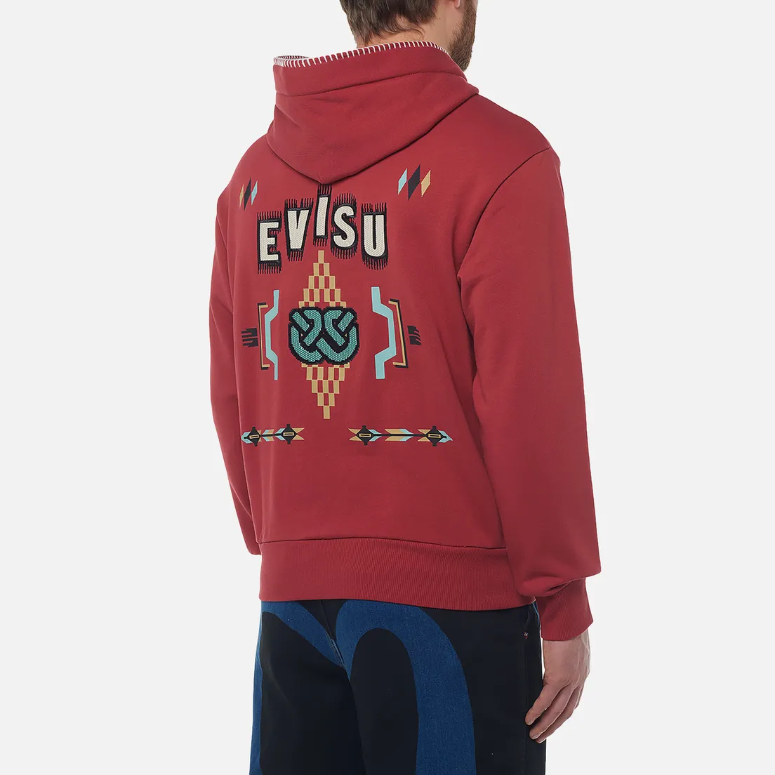Evisu Мужская толстовка Heritage Jacquard Drawstring Hoodie
