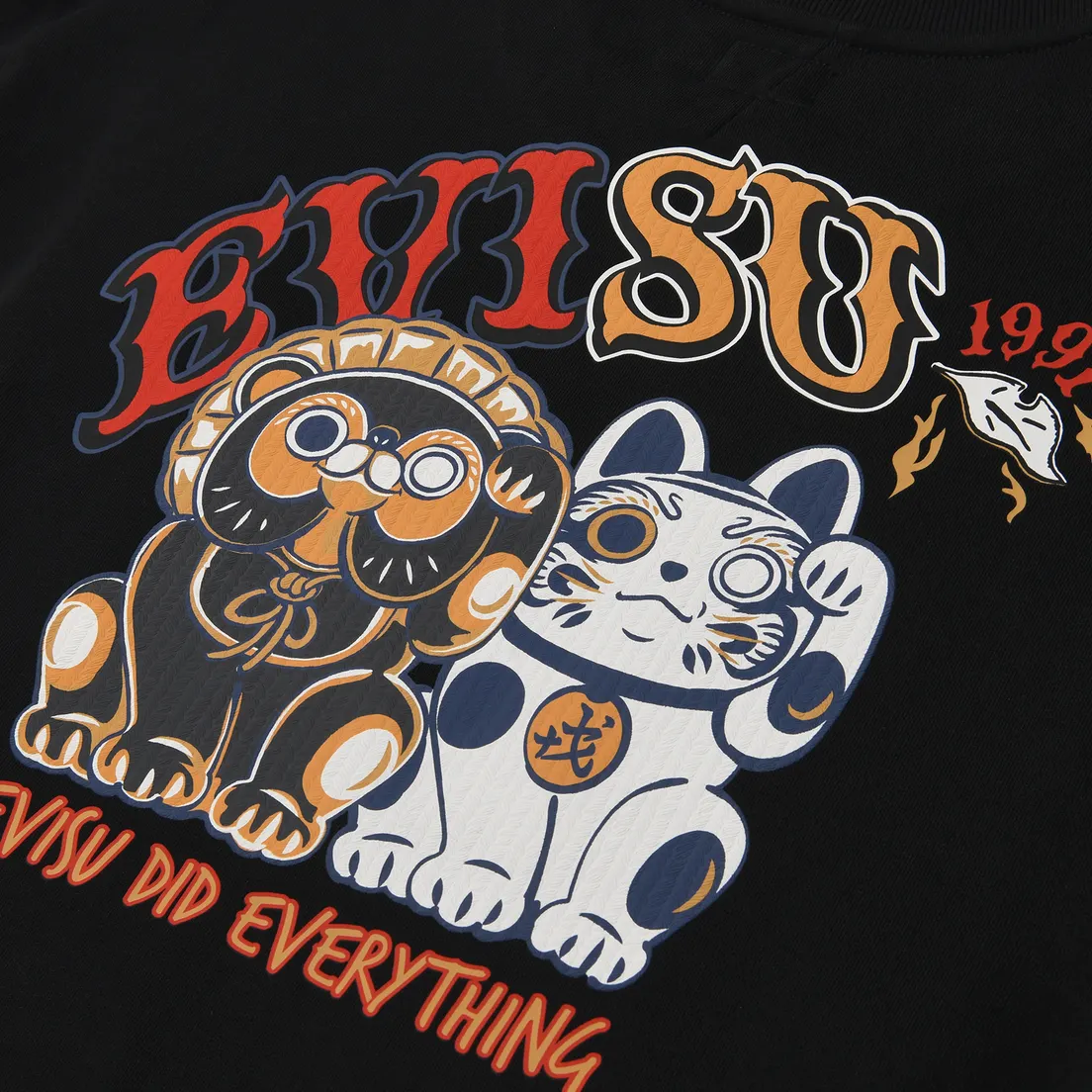 Evisu Мужская толстовка Heritage Tanuki Fortune Cat Embroidery