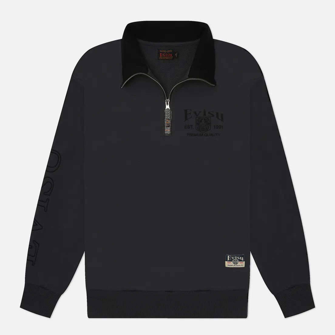 Evisu Мужская толстовка Heritage Daruma Embroidery Half-Zip