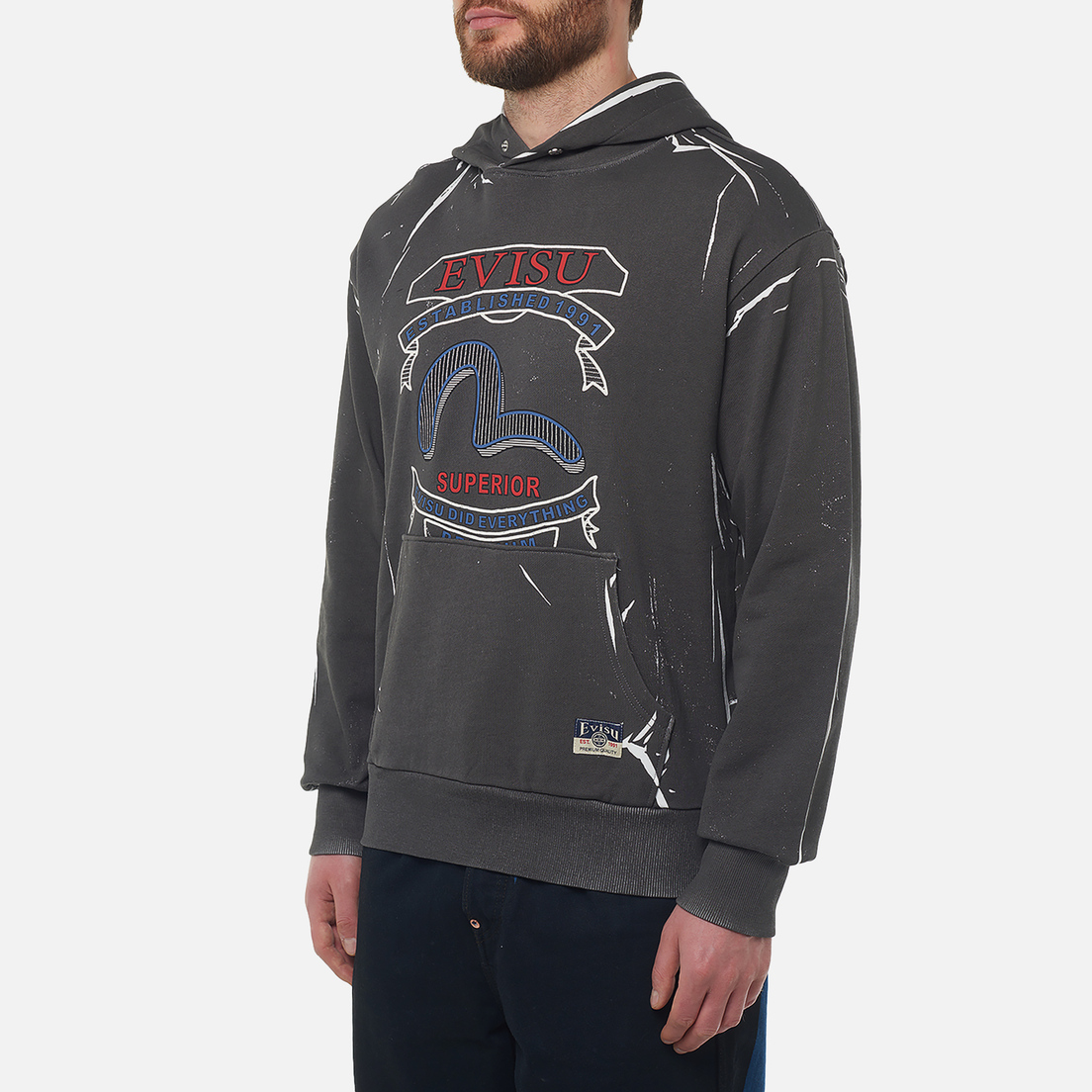 Evisu Мужская толстовка Heritage Overdye Hoodie Seagull Print