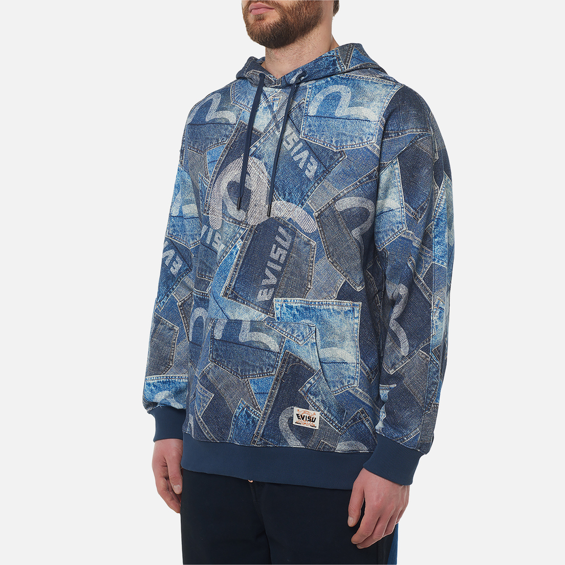 Evisu Мужская толстовка Heritage Seagull Pocket All Over Digital Print Hoodie