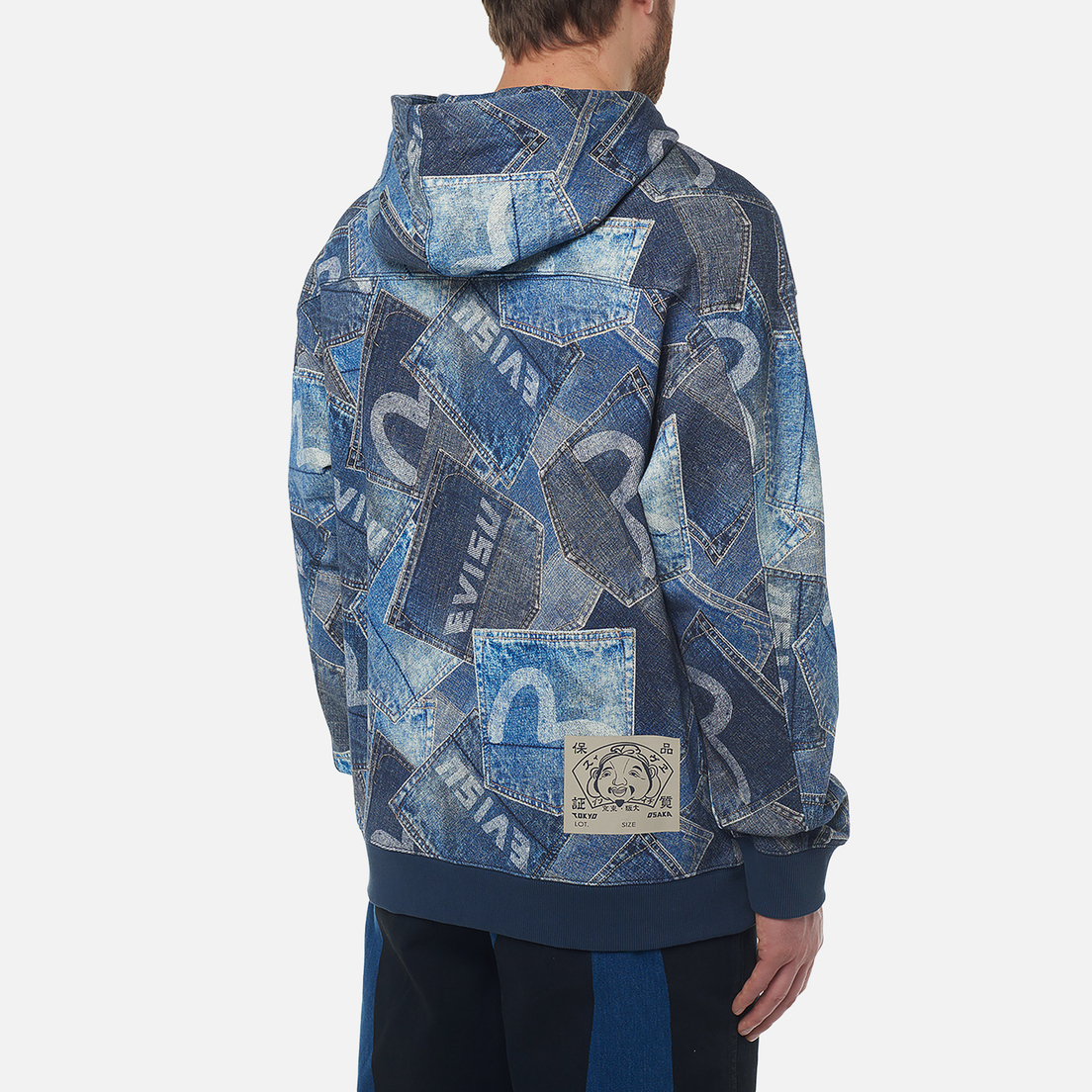 Evisu Мужская толстовка Heritage Seagull Pocket All Over Digital Print Hoodie