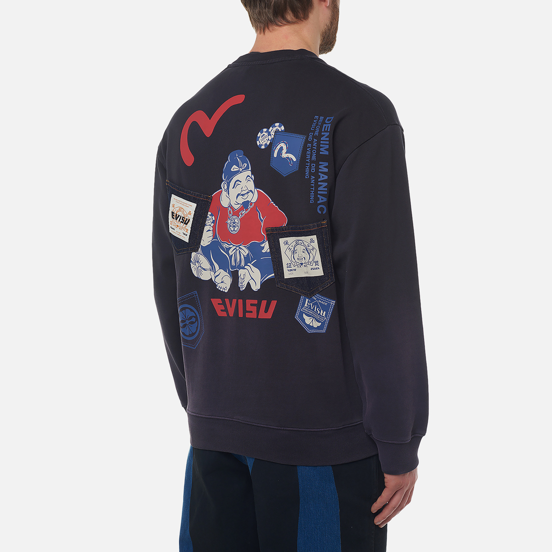 Evisu Мужская толстовка Heritage Print Multi-Pocket Washed