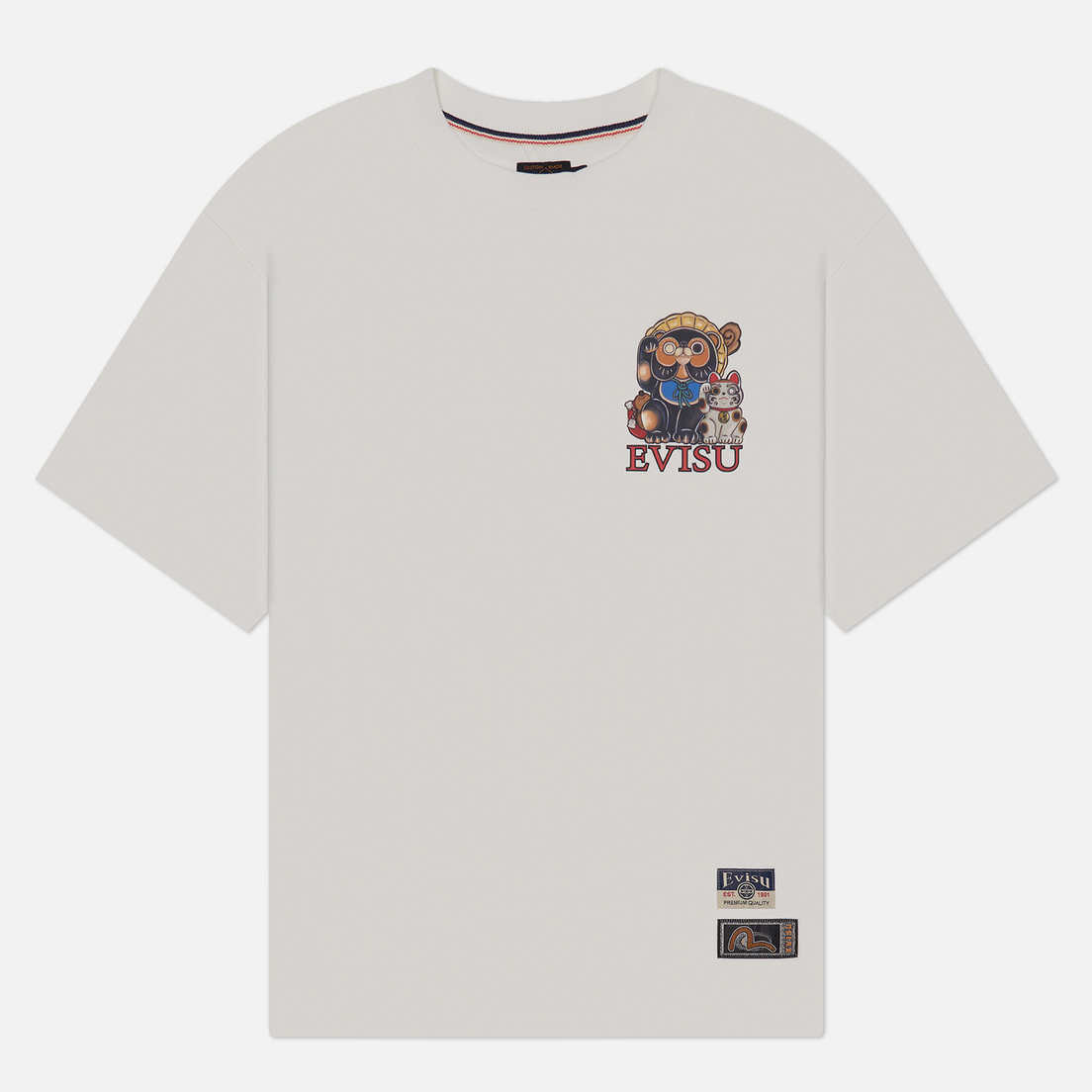 Evisu Мужская футболка Heritage Tanuki Fortune Cat Daruma Printed