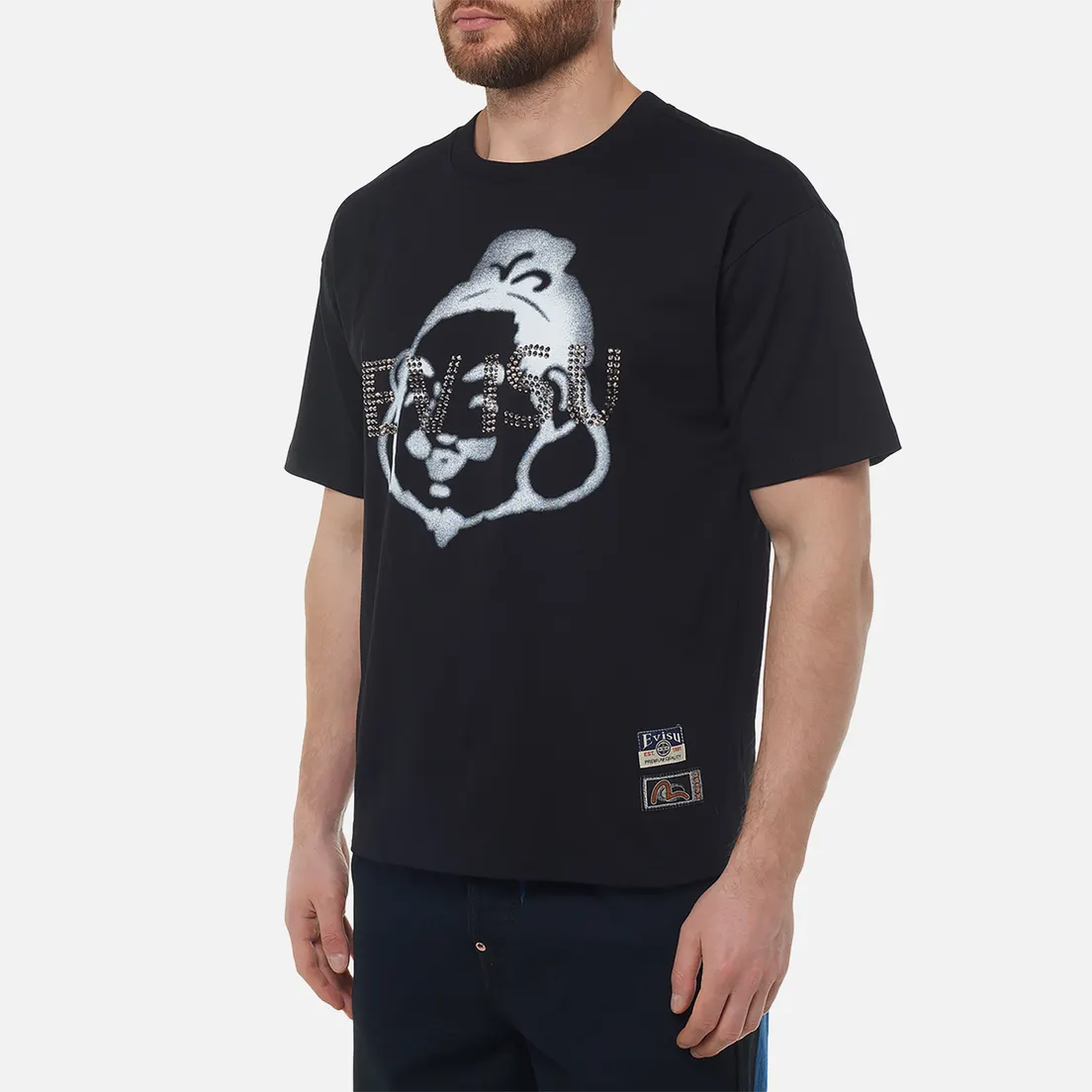 Evisu Мужская футболка Heritage Godhead Printed Evisu Rhinstone