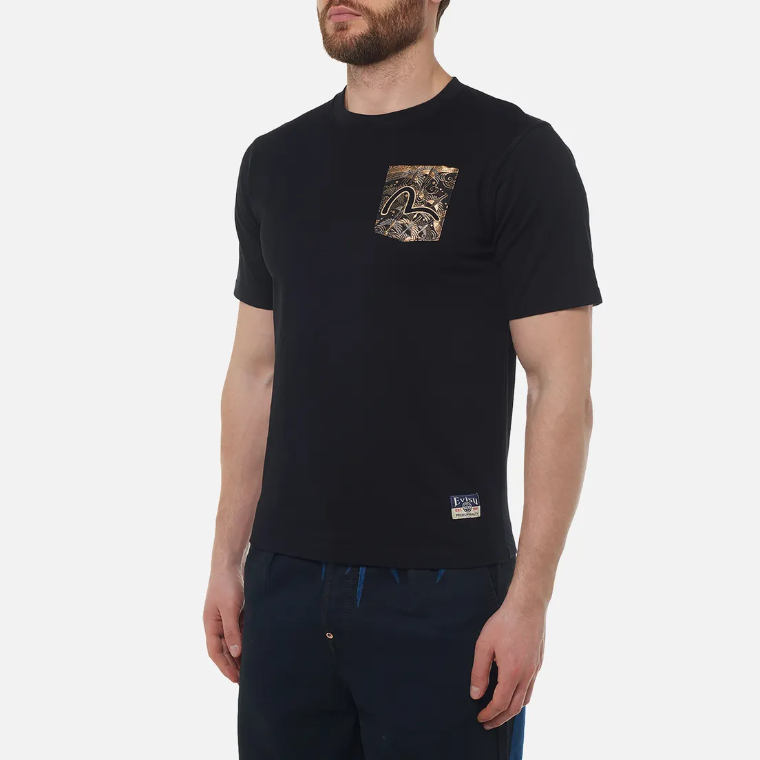 Evisu Мужская футболка Heritage Brocade Pocket Seagull Embroidery