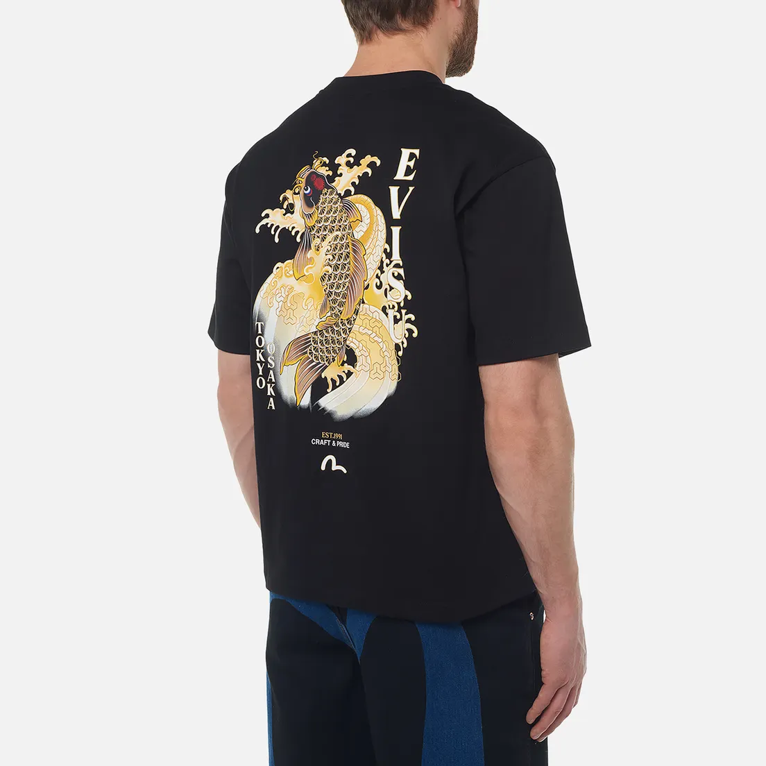 Evisu Мужская футболка Heritage Seagull Embroidery Carp Print