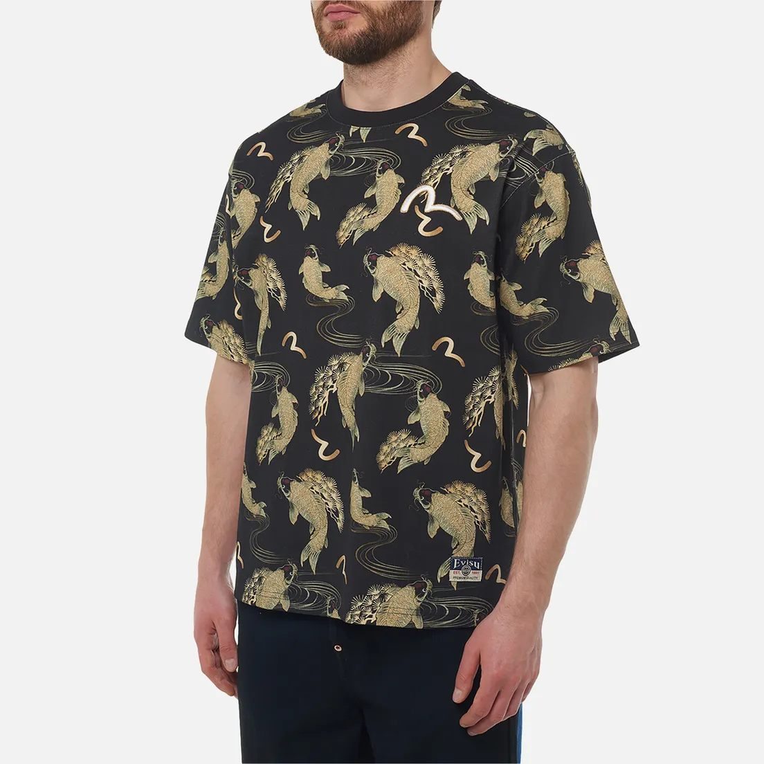 Evisu Мужская футболка Heritage Seagull Carp All Over Print Seagull Embroidery