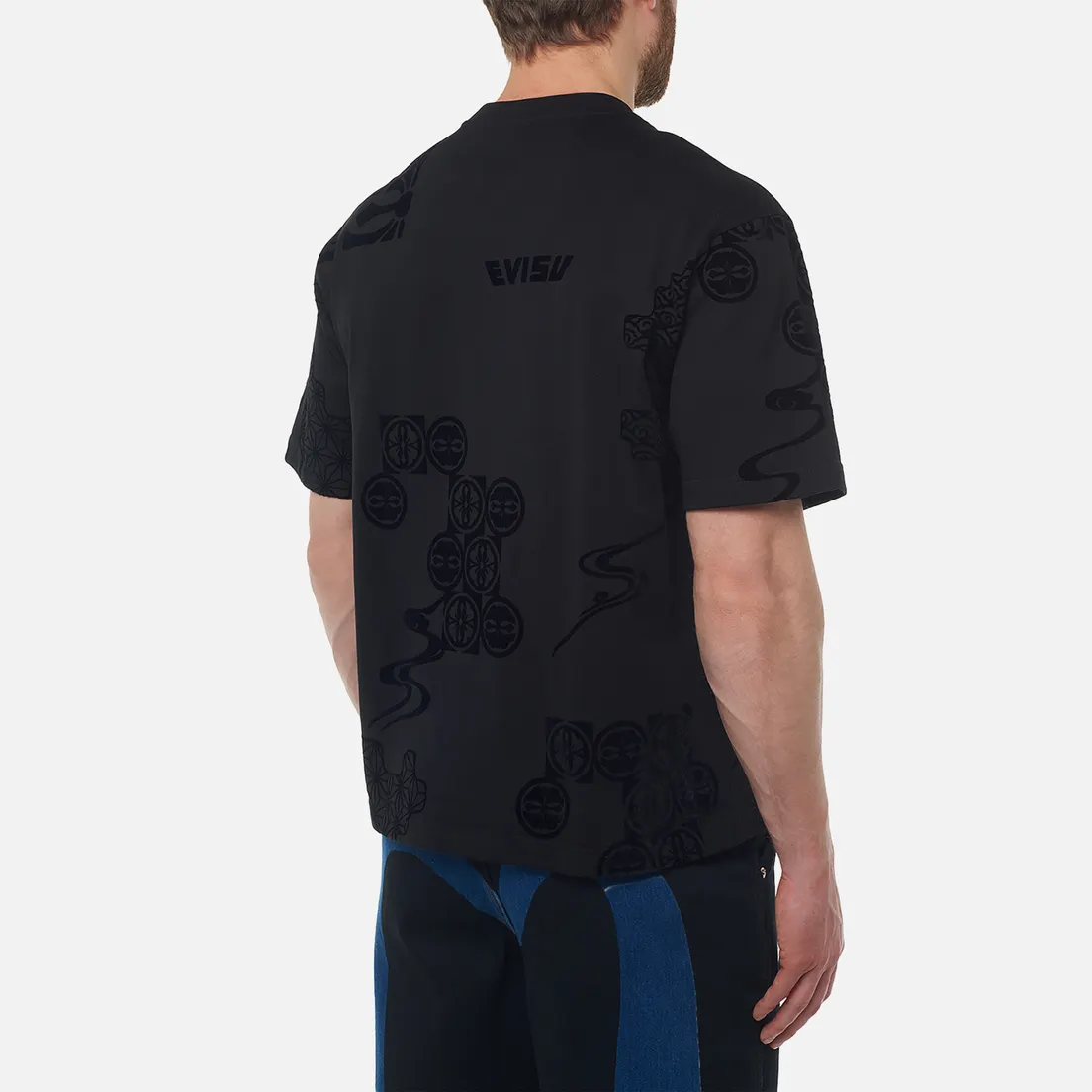 Evisu Мужская футболка Heritage Embroidery Seagull All Over Print Flocking