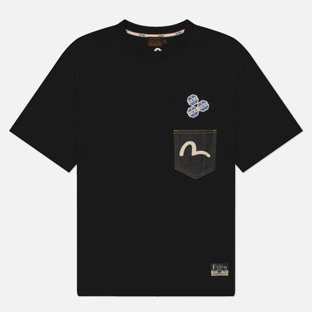 Мужская футболка Evisu Heritage Printed Seagull Denim Pocket, цвет чёрный, размер S