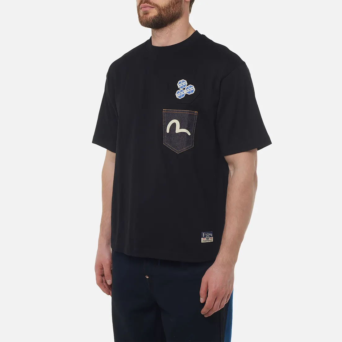 Evisu Мужская футболка Heritage Printed Seagull Denim Pocket