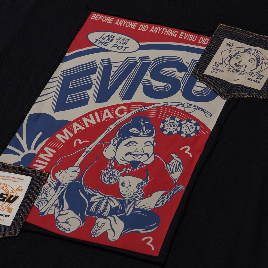 Evisu Мужская футболка Heritage Ebisu Poster Applique Multi-Pocket