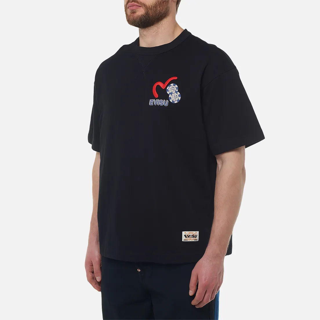 Evisu Мужская футболка Heritage Ebisu Poster Applique Multi-Pocket