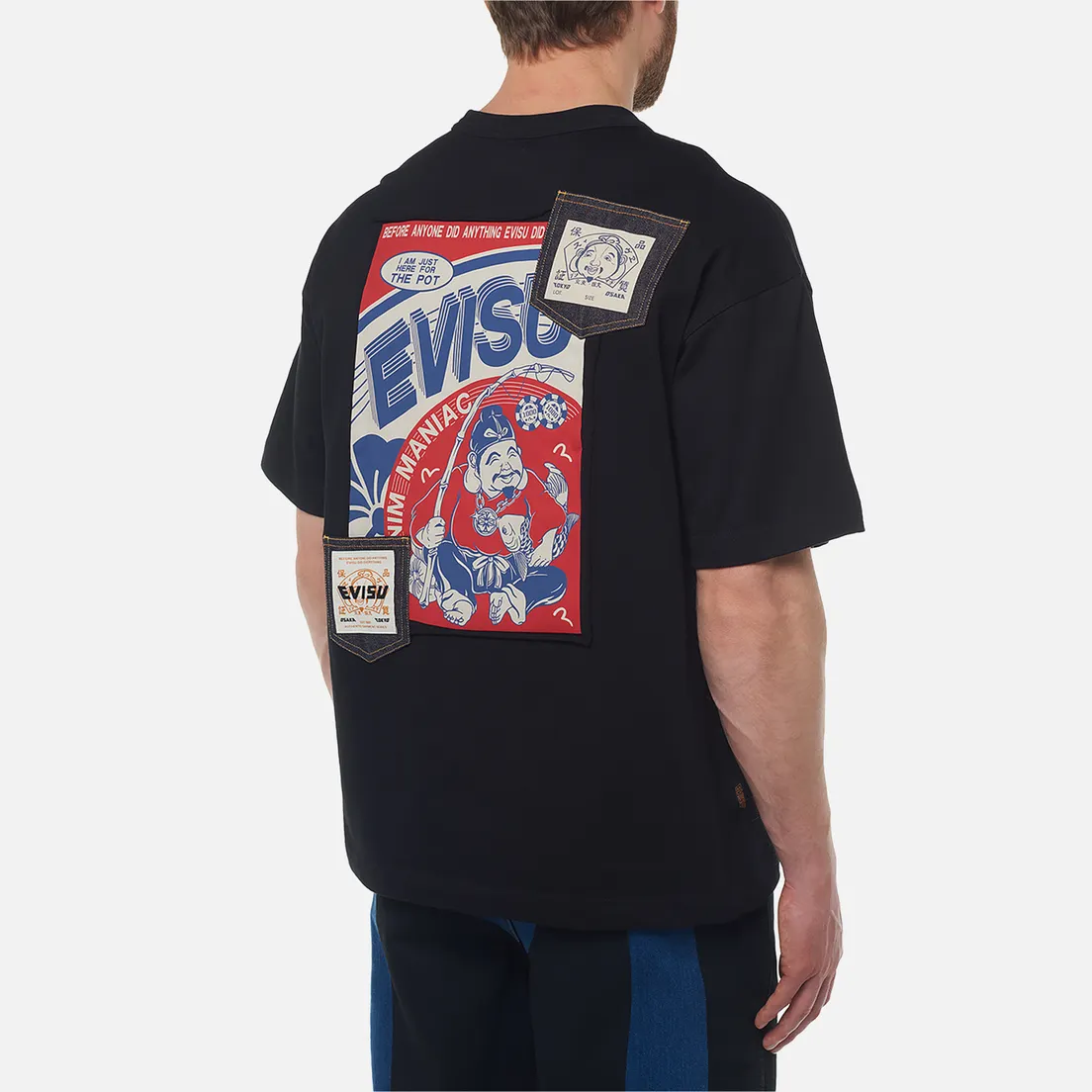 Evisu Мужская футболка Heritage Ebisu Poster Applique Multi-Pocket