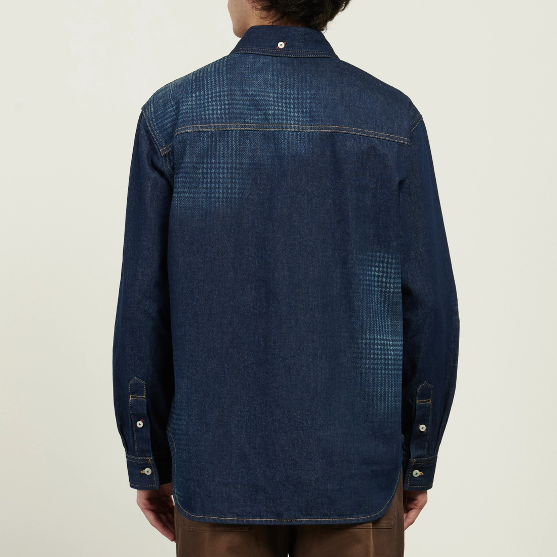 Evisu Мужская рубашка Handbrush Houndstooth Print Denim