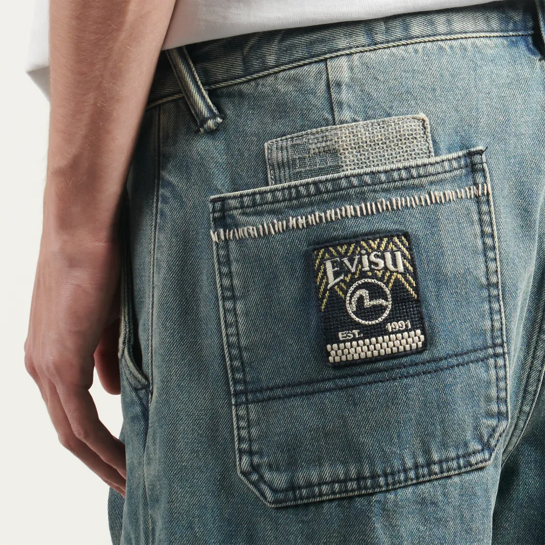 Evisu Мужские джинсы Heritage Cargo With Sashiko Seagull Embbroidery