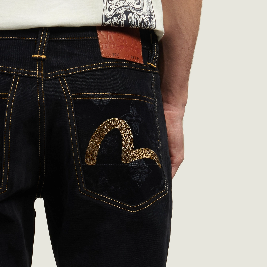 Evisu Мужские джинсы 2017 Taper Fit Logo Embroidery & Seagull Print