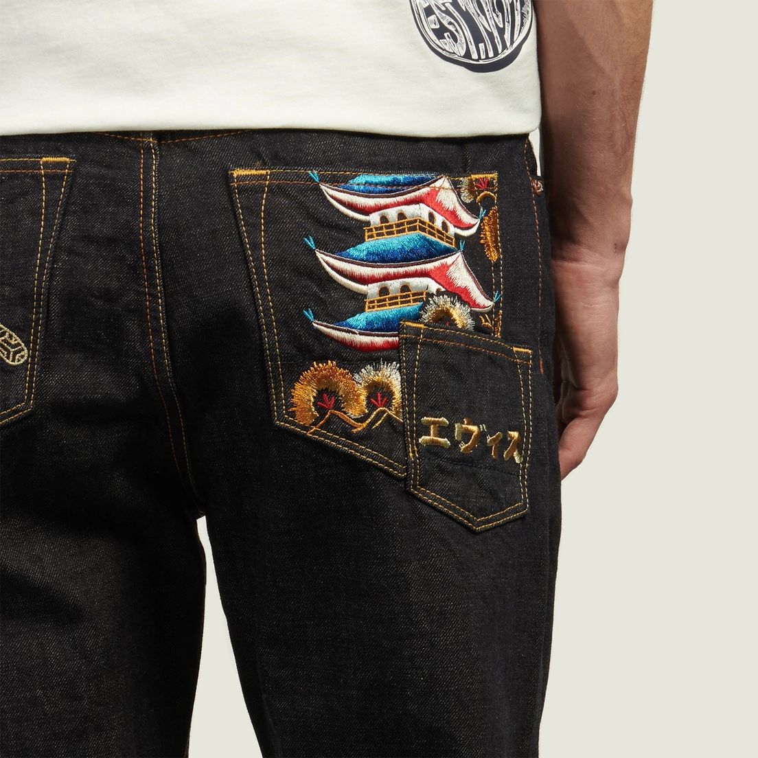 Evisu Мужские джинсы 2020 Regular Fit Seagull & Japanese Temple Embroidery
