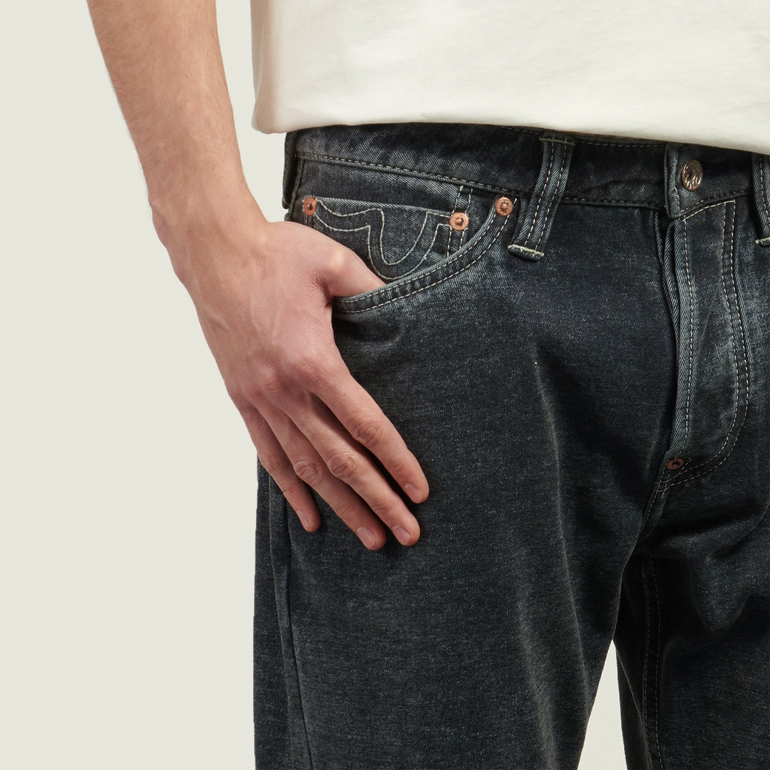 Evisu Мужские джинсы 2017 Taper Fit Washed Emboss Rivet Seagull