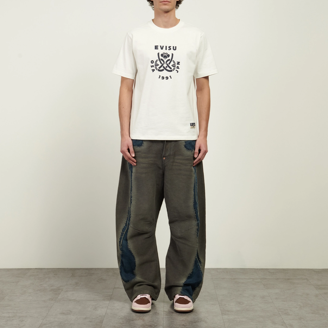 Evisu Мужские джинсы Washed Distressed Seagull Print 3D Cut