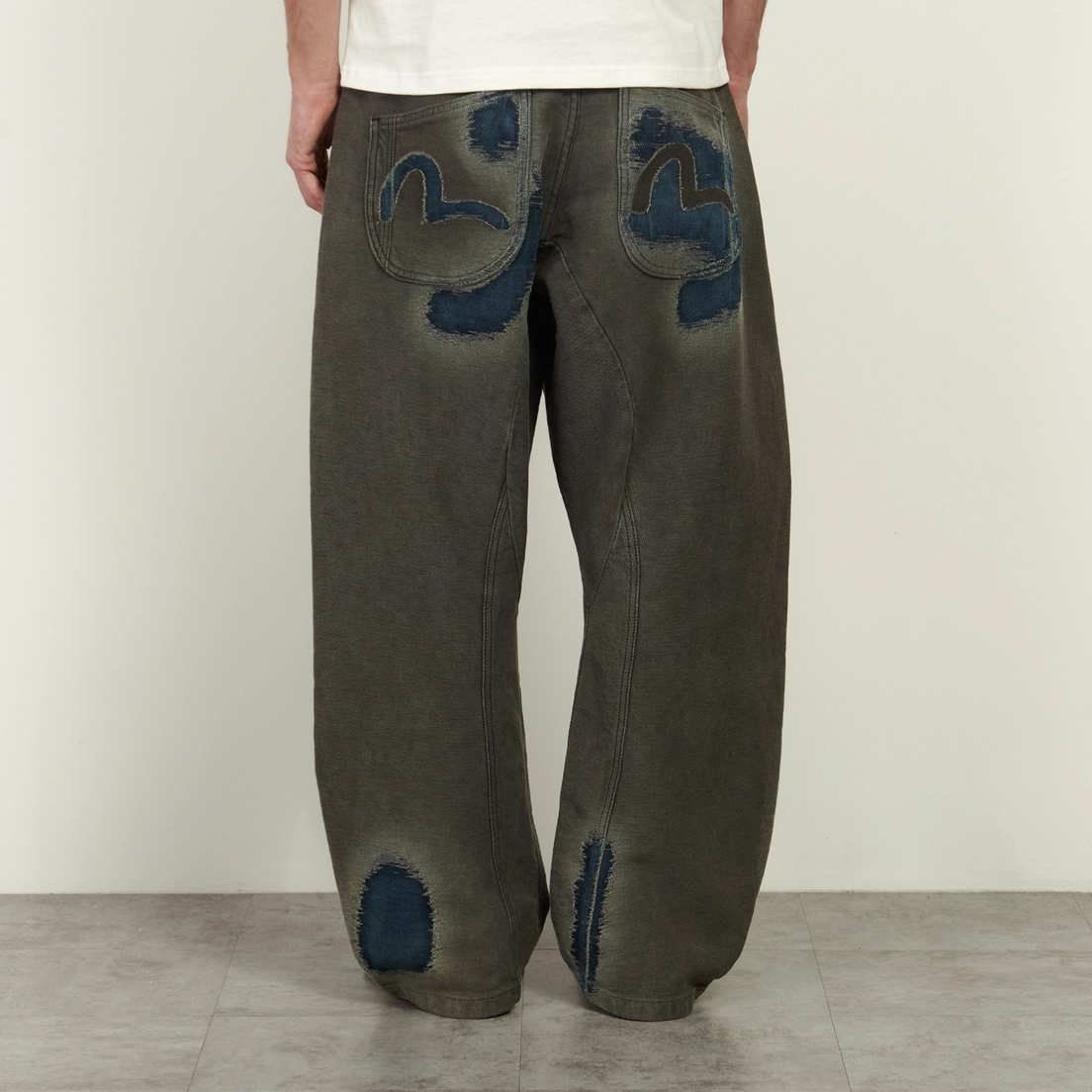 Evisu Мужские джинсы Washed Distressed Seagull Print 3D Cut