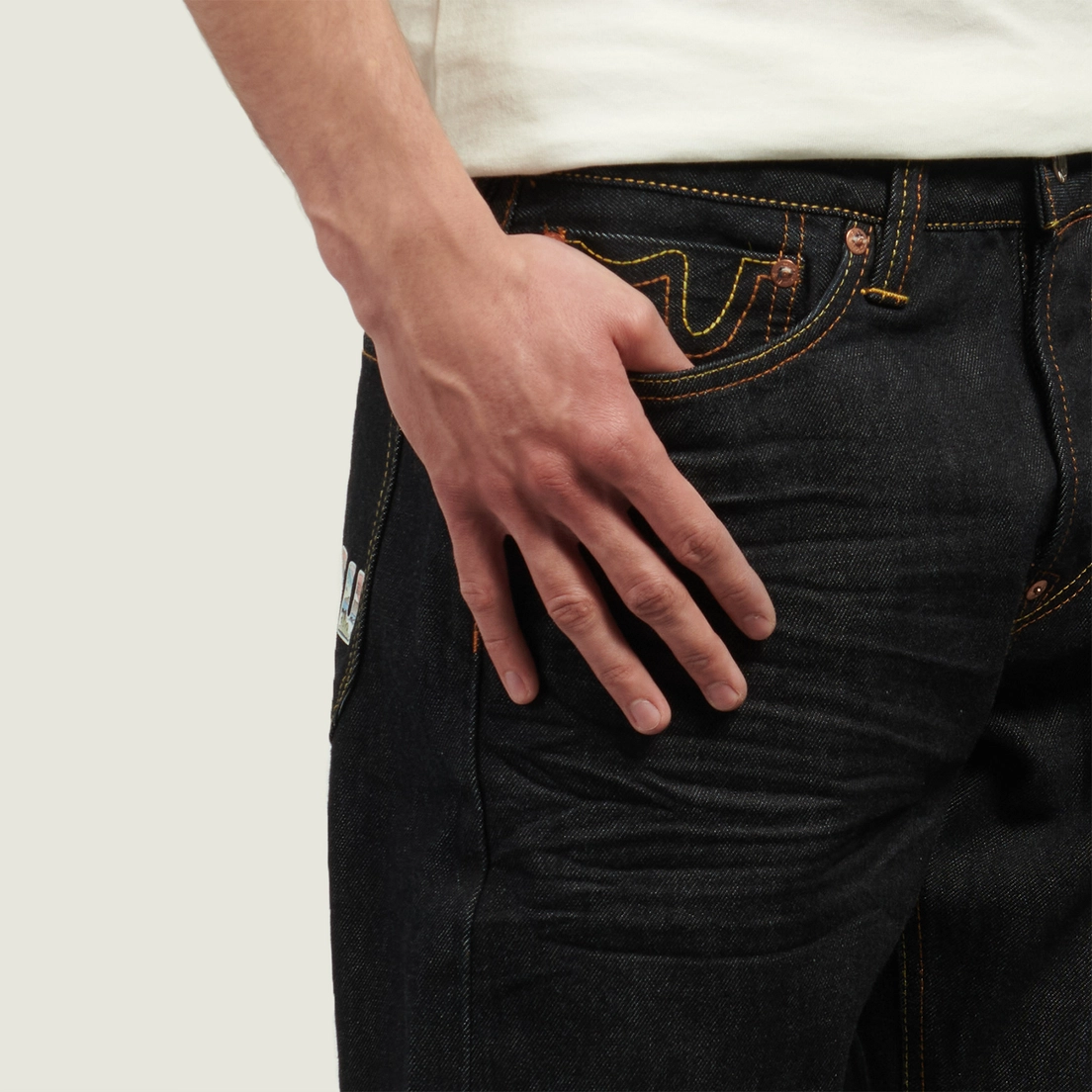 Evisu Мужские джинсы 2017 Taper Fit Godhead Lion Dance & Logo Print