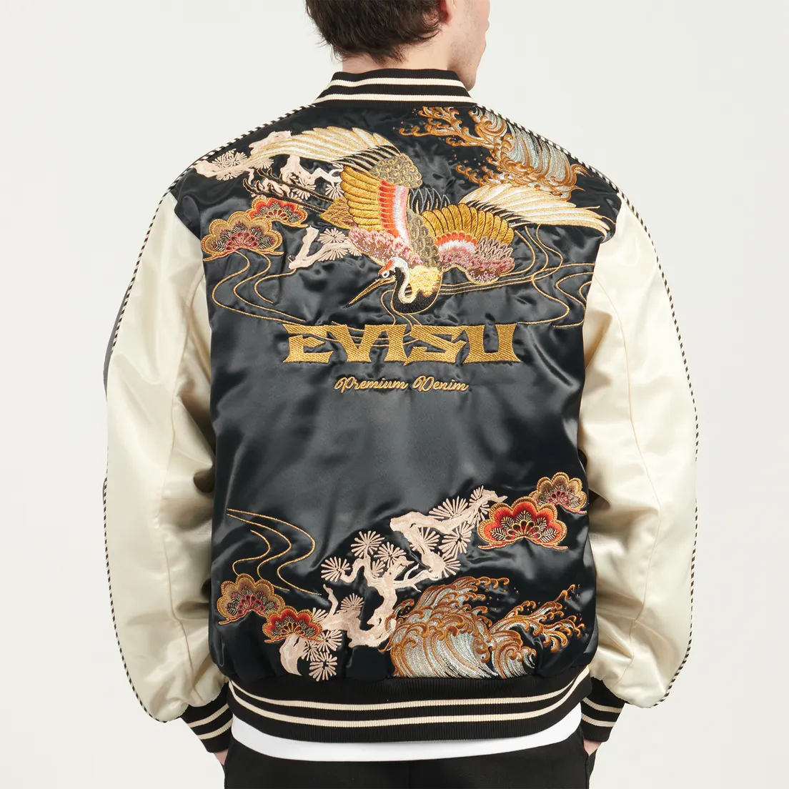 Evisu Мужская куртка бомбер Heritage Crane Embroidery Souvenior