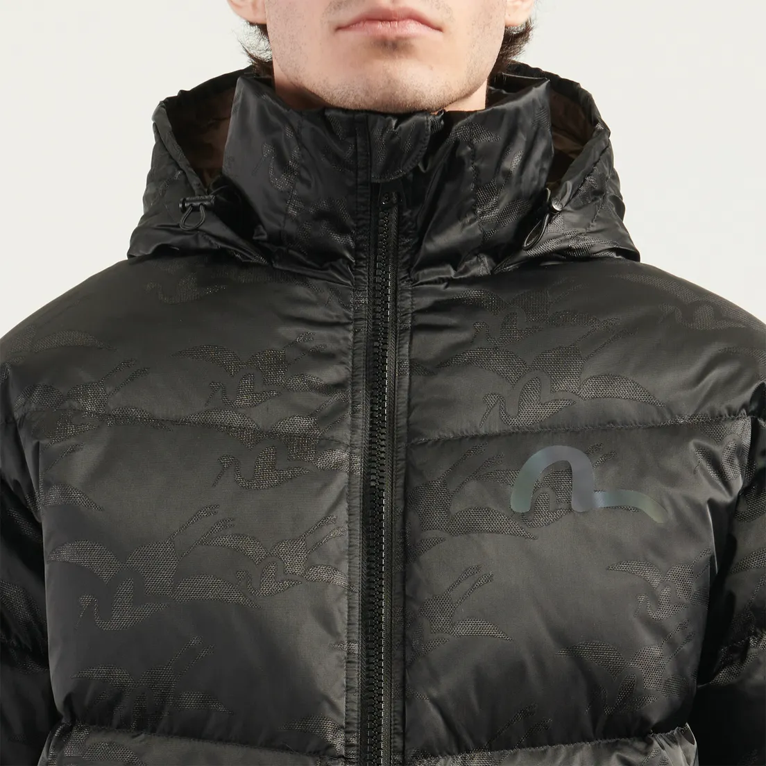 Evisu Мужской пуховик Allover Seagull Crane Jacquard Regular Fit Down