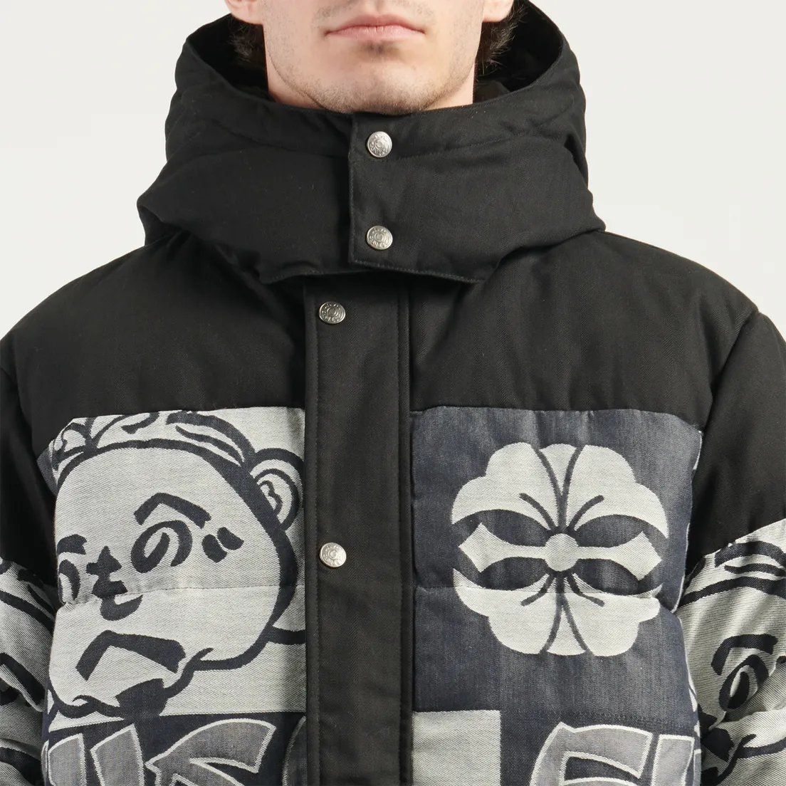 Evisu Мужской пуховик Heritage All Over Jacquard Godhead Down