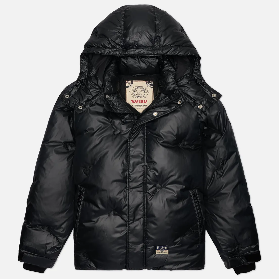 Evisu Мужской пуховик Heritage All Over Seagull Deboss Down