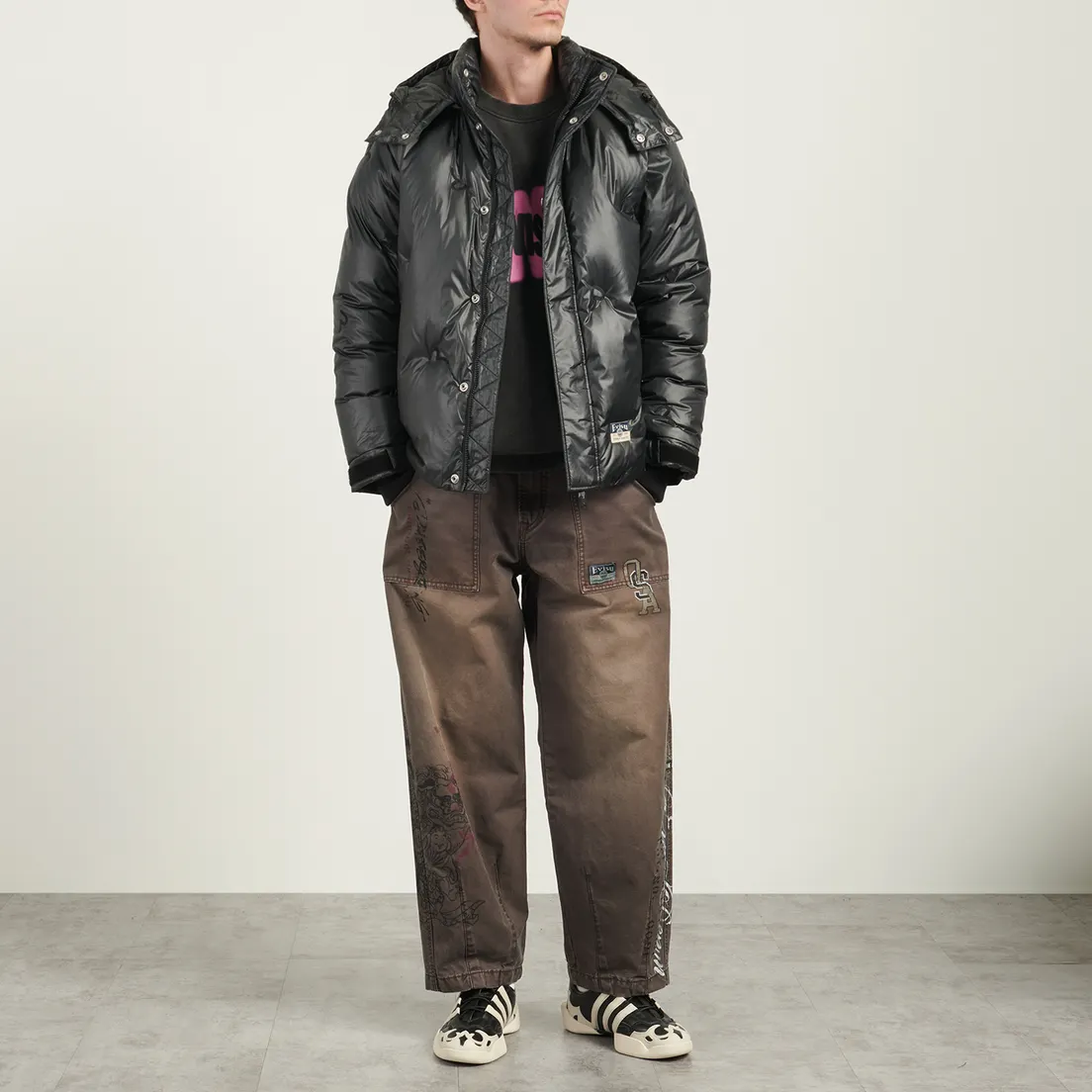 Evisu Мужской пуховик Heritage All Over Seagull Deboss Down