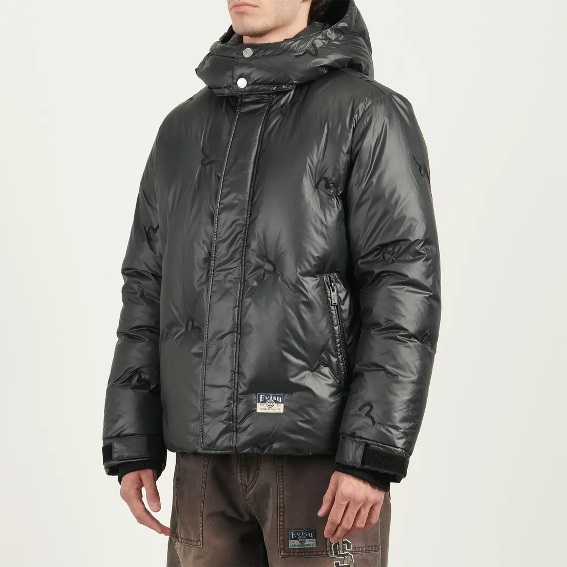 Evisu Мужской пуховик Heritage All Over Seagull Deboss Down