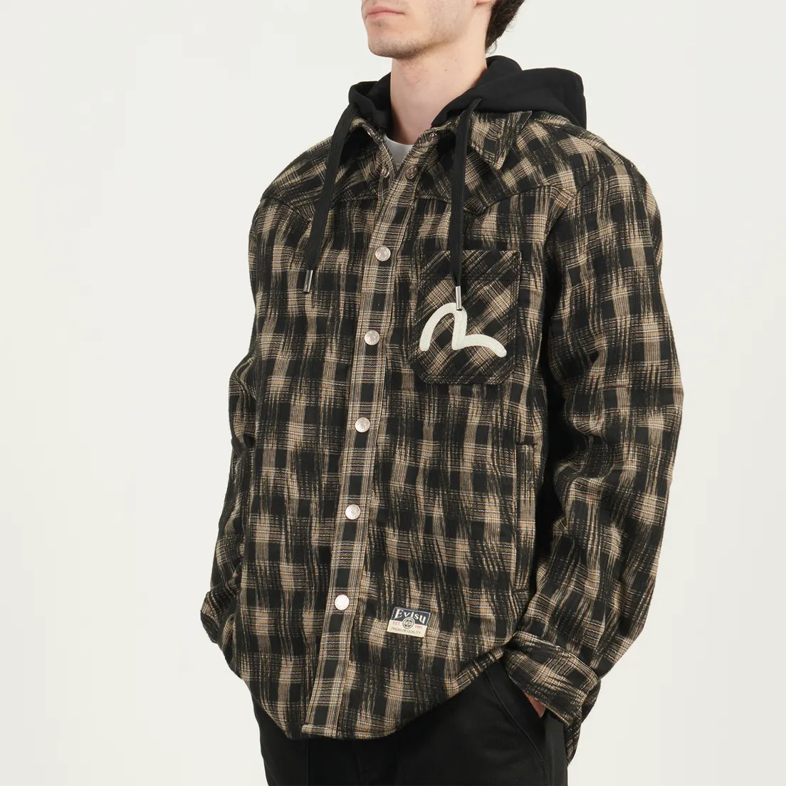 Evisu Мужская рубашка Heritage Wool Touch Checked