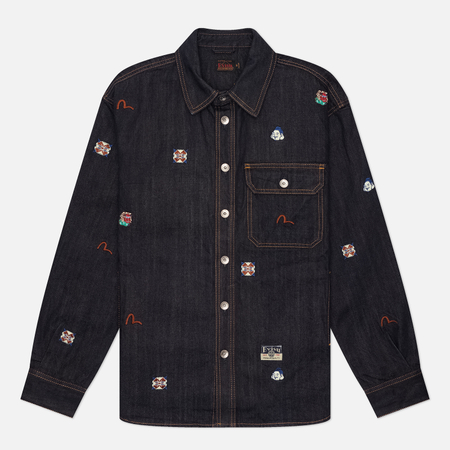 Мужская рубашка Evisu Allover Embroidery Regular Fit Denim, цвет синий, размер L