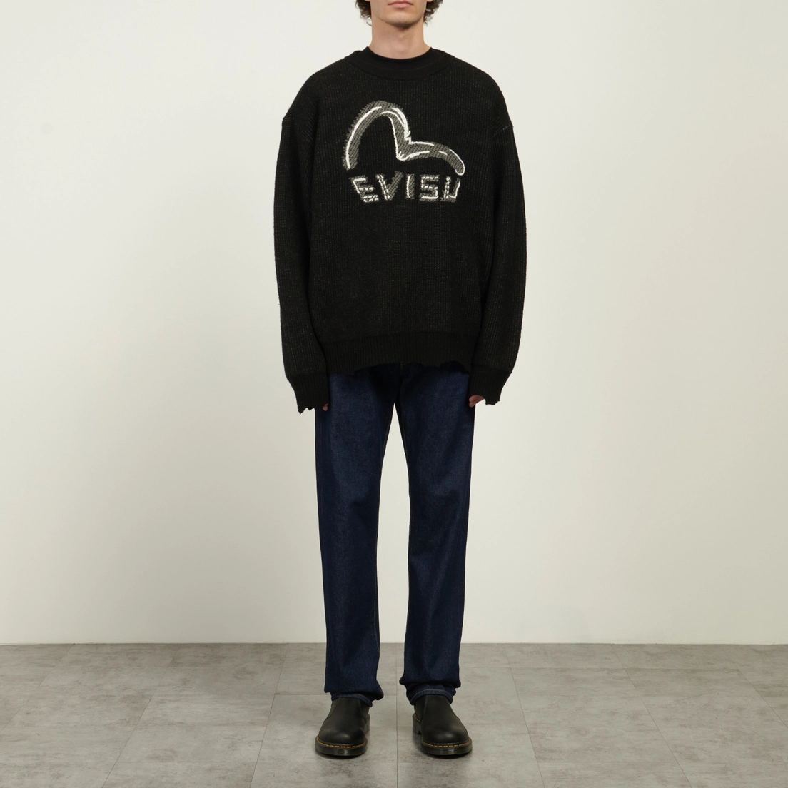 Evisu Мужской свитер Seagull & Logo Intarsia