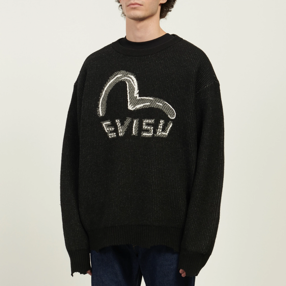 Evisu Мужской свитер Seagull & Logo Intarsia
