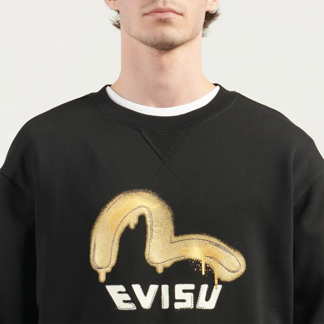 Evisu Мужская толстовка Graffiti Seagull Print & Sashiko Relax Fit