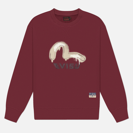 Мужская толстовка Evisu Graffiti Seagull Print & Sashiko Relax Fit, цвет бордовый, размер M