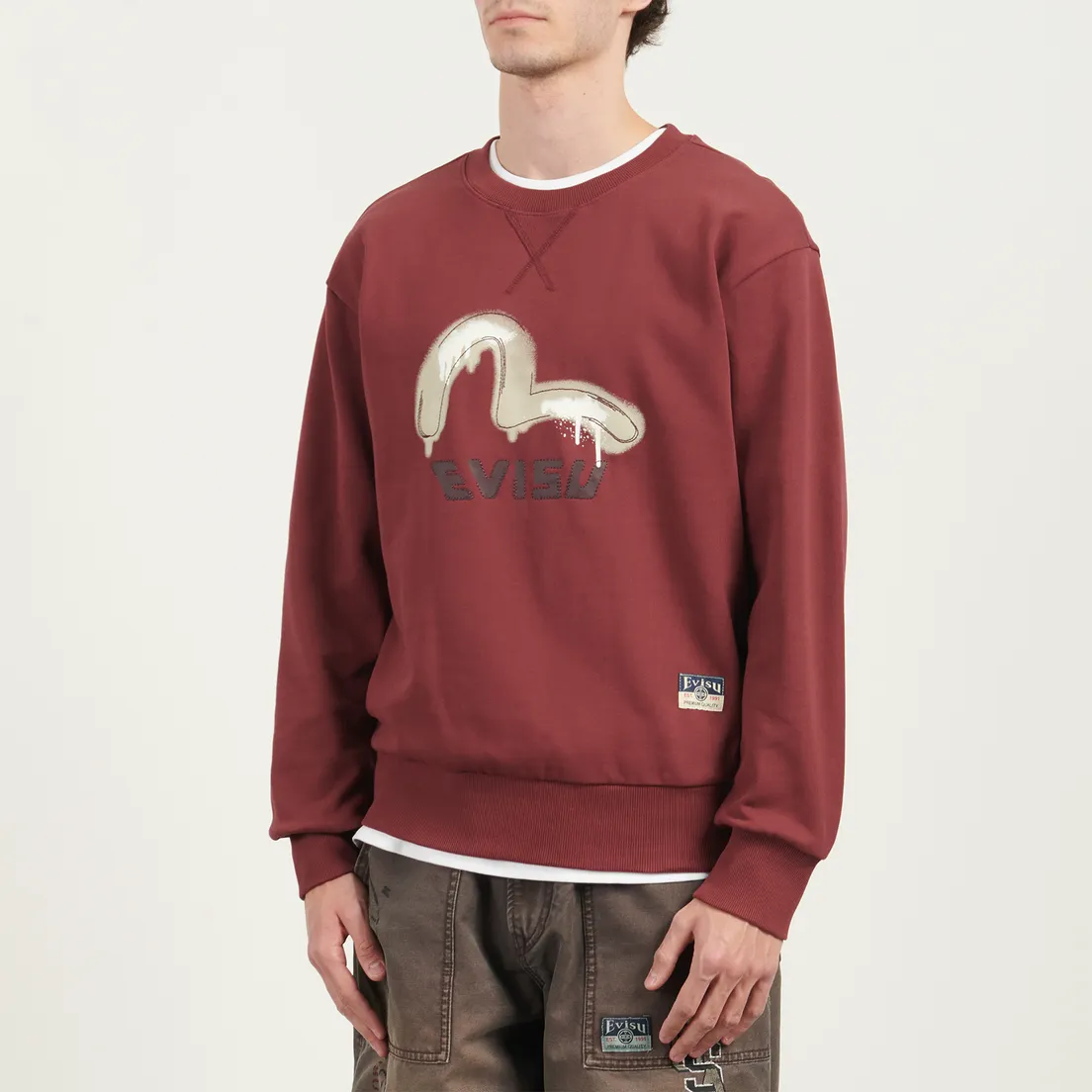 Evisu Мужская толстовка Graffiti Seagull Print & Sashiko Relax Fit