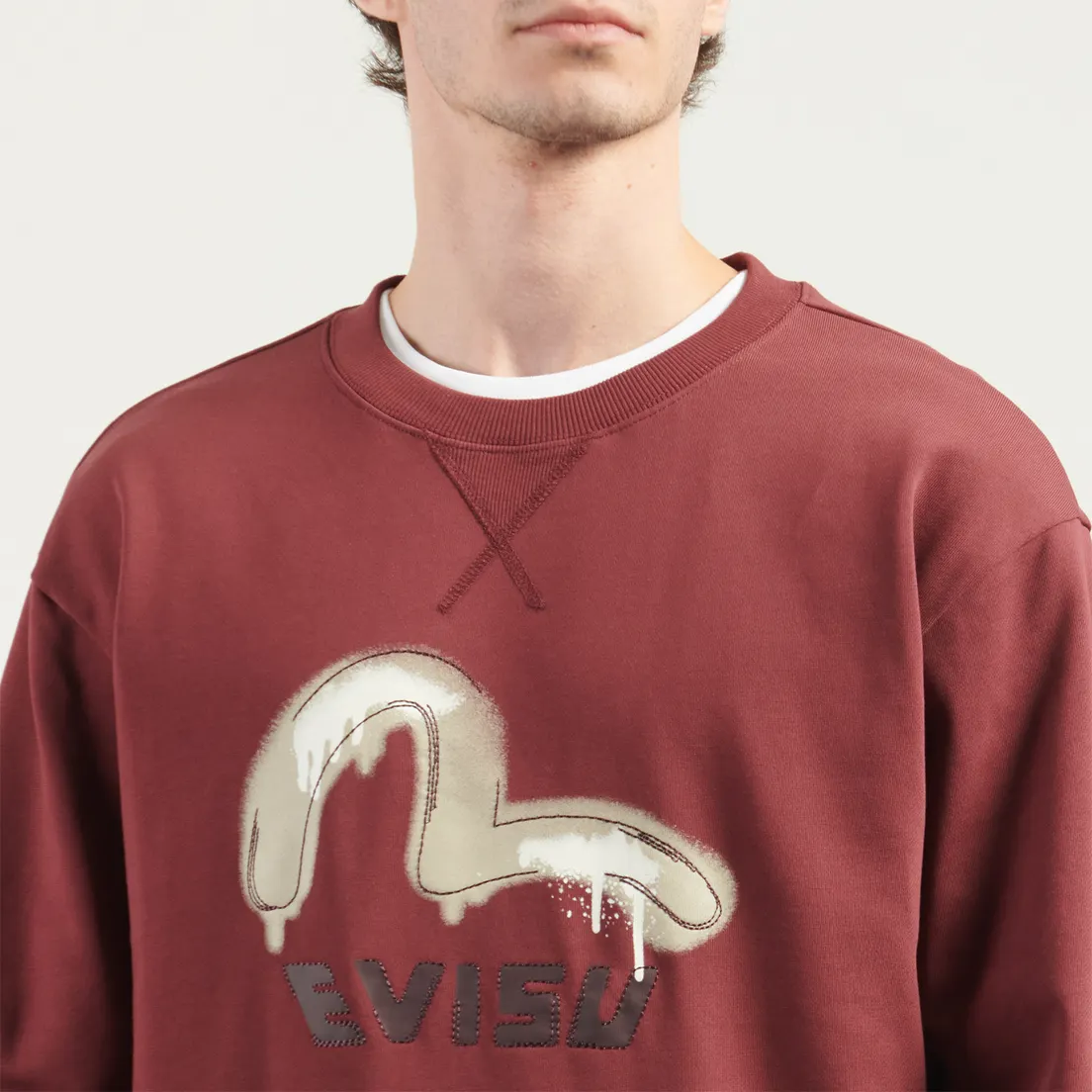 Evisu Мужская толстовка Graffiti Seagull Print & Sashiko Relax Fit