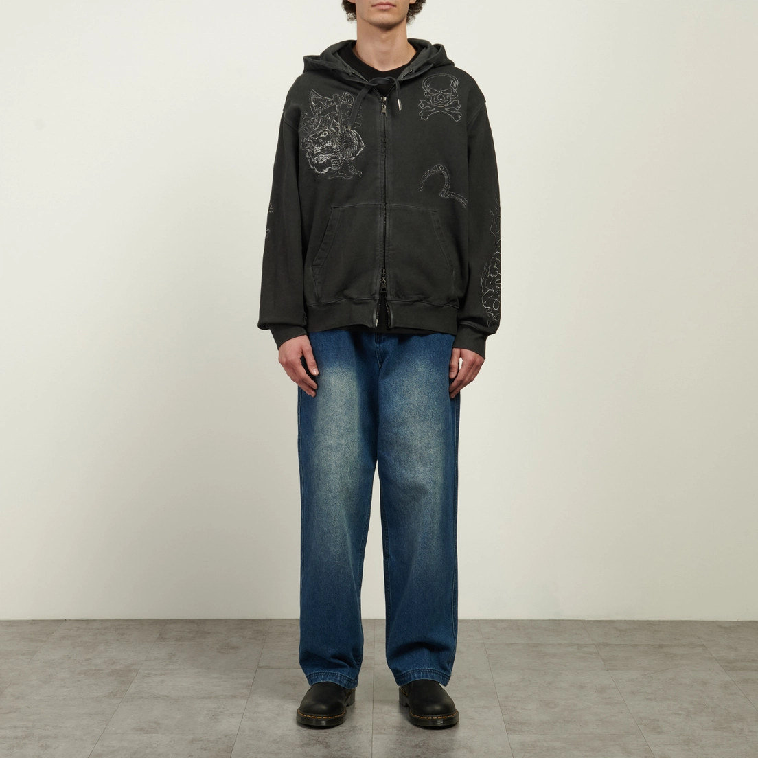 Evisu Мужская толстовка Tattoo Styles Embroidery Oversized Hoodie