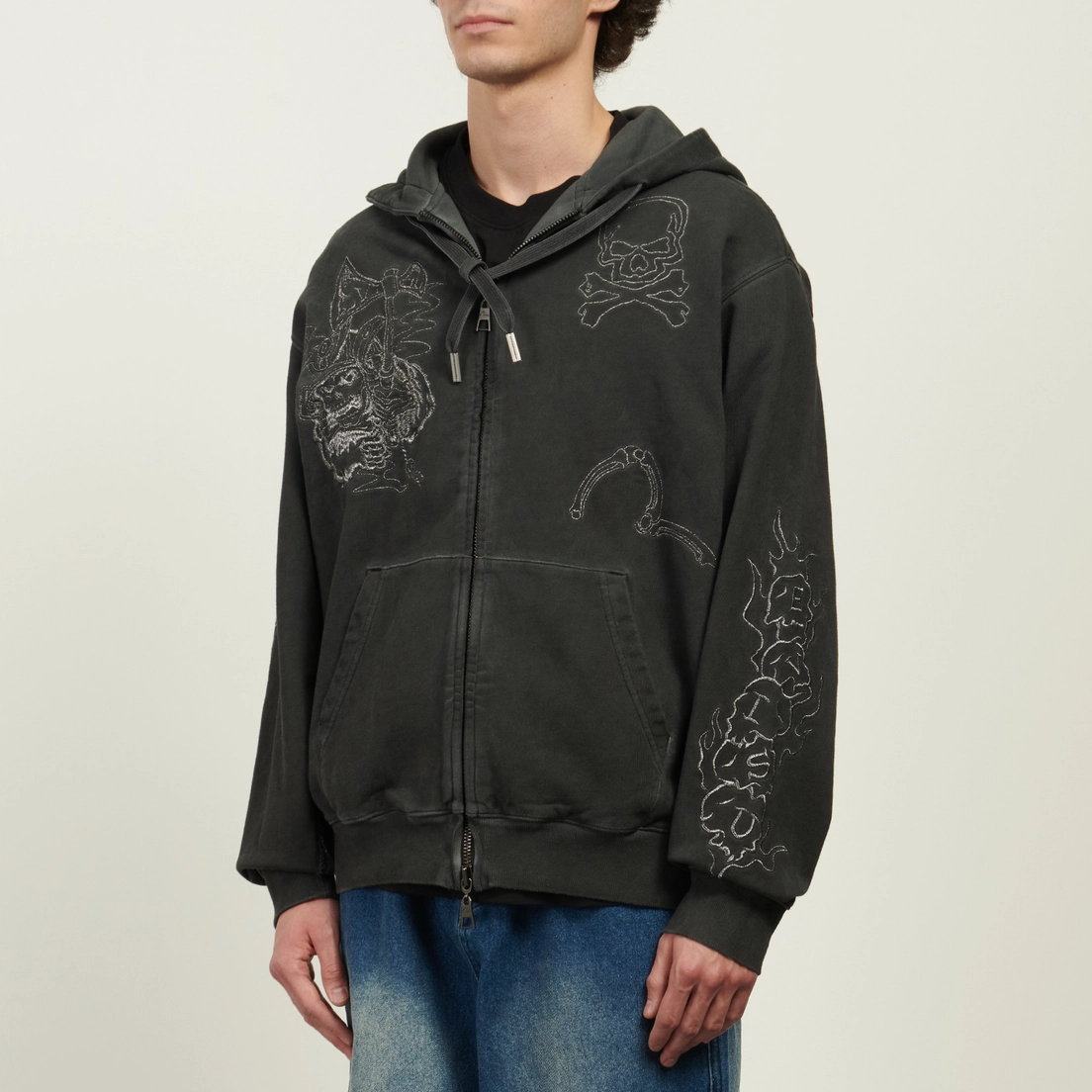Evisu Мужская толстовка Tattoo Styles Embroidery Oversized Hoodie