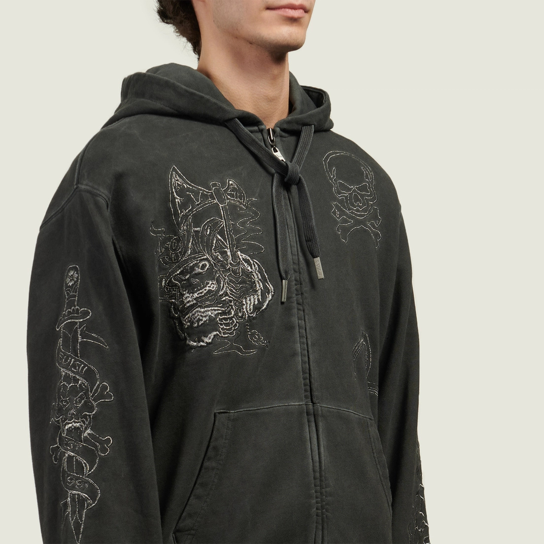 Evisu Мужская толстовка Tattoo Styles Embroidery Oversized Hoodie